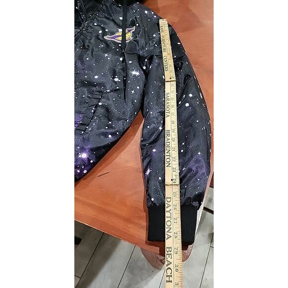 LA LAKERS GALAXY NBA SPACE HOODIE JACKET Xl Puffer Authentic SHINE BLACK ' - Picture 11 of 12